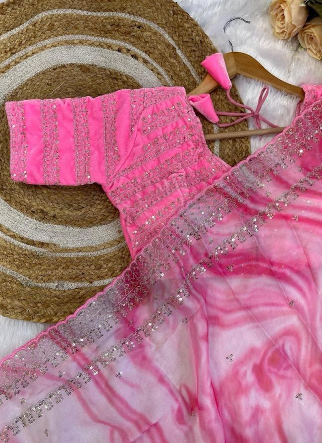 Rangoli Silk Pink Party Wear Embroidery Work Saree